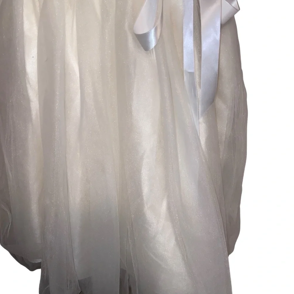 David’s Bridal Dress Girls Size 8 Ivory Wedding Communion Flower Girl Tulle NWT - Picture 6 of 11